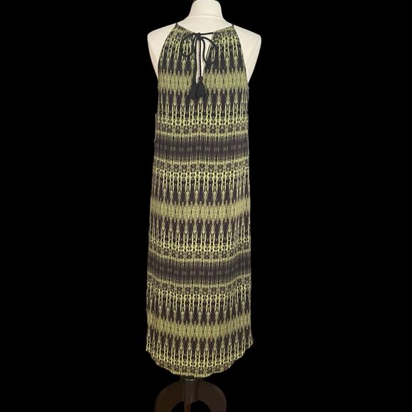 Kenzie NEW Midi Maxi Dress Sz S Tassel Ties Keyhole Halter Sleeveless Lined Ikat - Picture 6 of 12